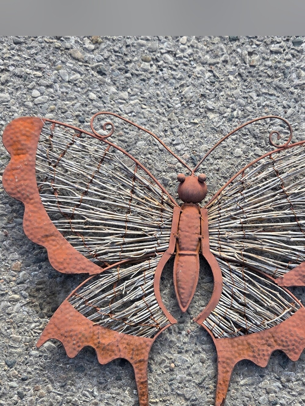 Large 21" Handcrafted Mixed Media Butterfly - Rustic Metal & Wood Wall Art